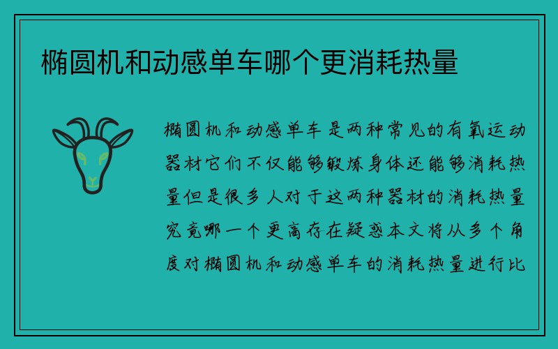 椭圆机和动感单车哪个更消耗热量