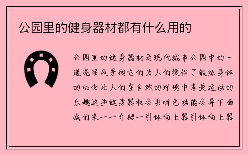 公园里的健身器材都有什么用的