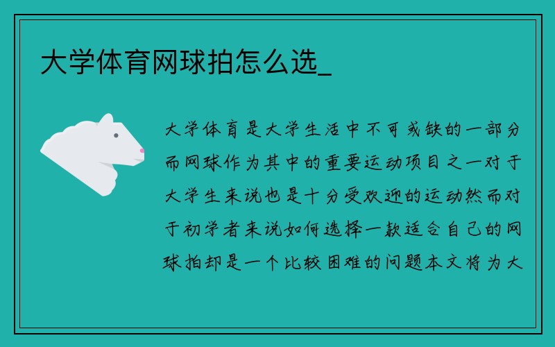 大学体育网球拍怎么选_