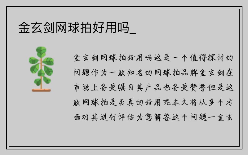 金玄剑网球拍好用吗_