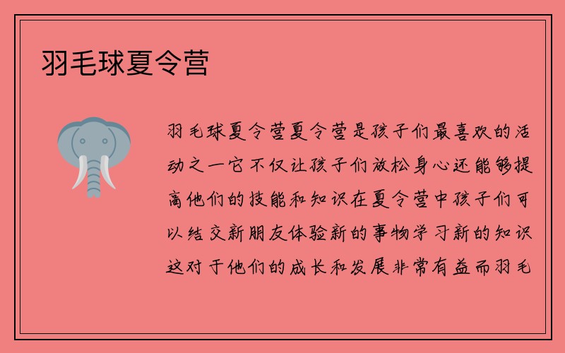 羽毛球夏令营