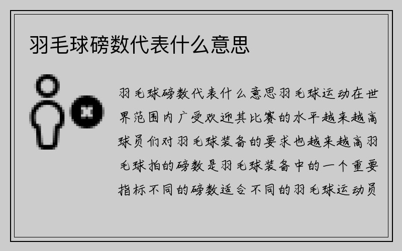 羽毛球磅数代表什么意思